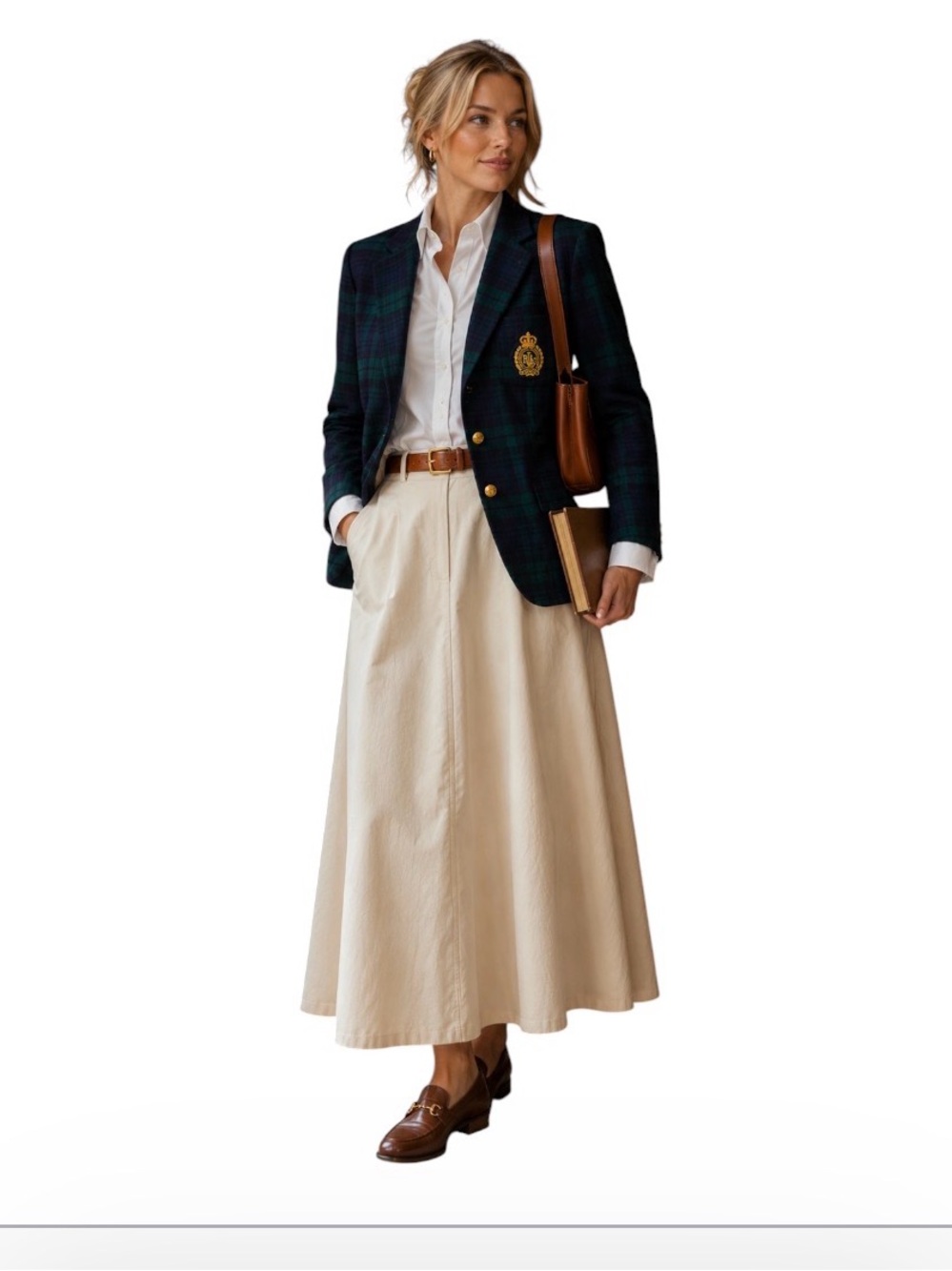LAUREN RALPH LAUREN Women's Wool Cashmere Plaid Tailored Bullion Crest Blazer 12